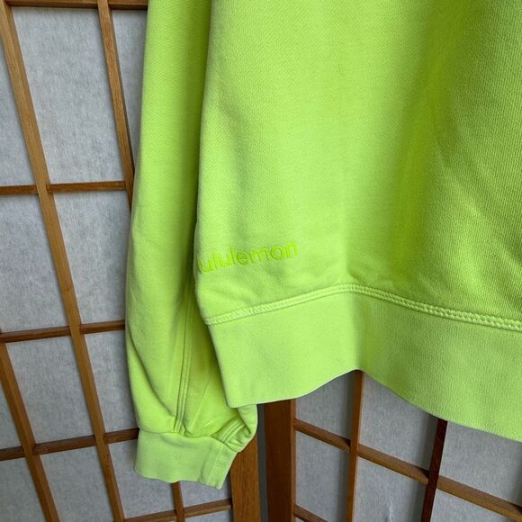 Lululemon Perfectly Oversized Crop Crew Neon Garment Dye Solid Highlight Yellow - Picture 7 of 9